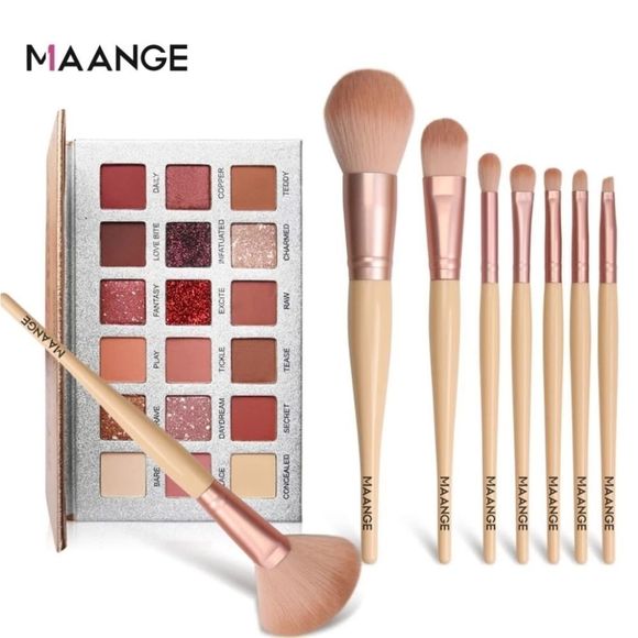 MAANGE Pro 8Pcs Makeup Brushes with 18 Color Matte